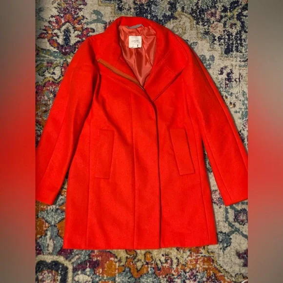 J. Crew City Coat, Wool Blend, Bright Red | Sz 00p - Picture 1 of 5
